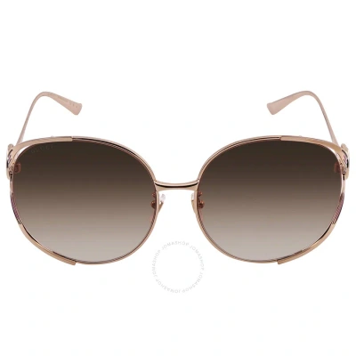 Gucci Brown Gradient Oversized Ladies Sunglasses Gg0225s 007 63 In Brown / Gold