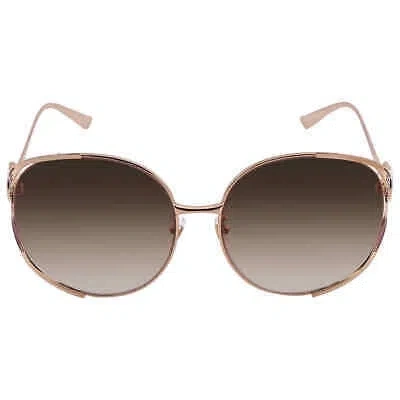 Pre-owned Gucci Brown Gradient Oversized Ladies Sunglasses Gg0225s 007 63 Gg0225s 007 63