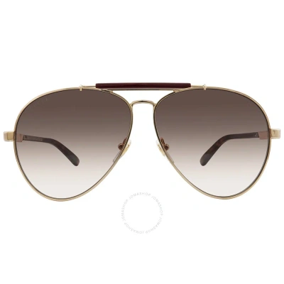 Gucci Brown Gradient Pilot Men's Sunglasses Gg1287s 002 61 In Brown / Gold