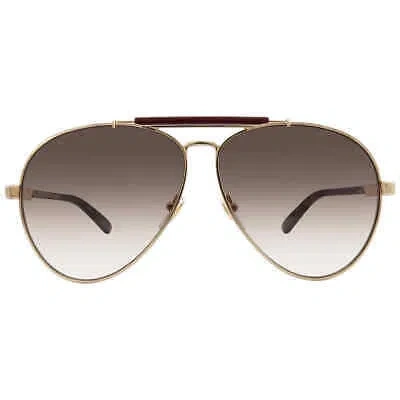 Pre-owned Gucci Brown Gradient Pilot Men's Sunglasses Gg1287s 002 61 Gg1287s 002 61
