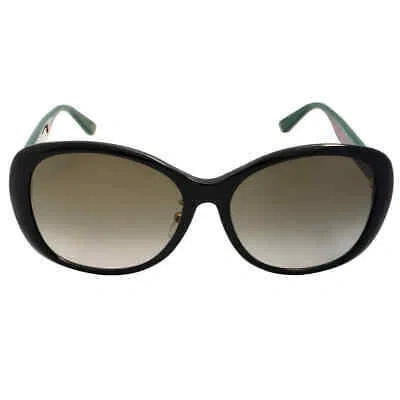 Pre-owned Gucci Brown Gradient Round Ladies Sunglasses Gg0849sk 001 59 Gg0849sk 001 59