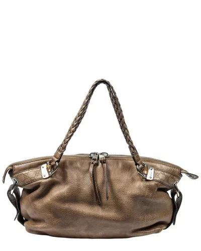 Gucci Brown Grained Leather Medium Bamboo Bar Tote (authentic Pre-loved)