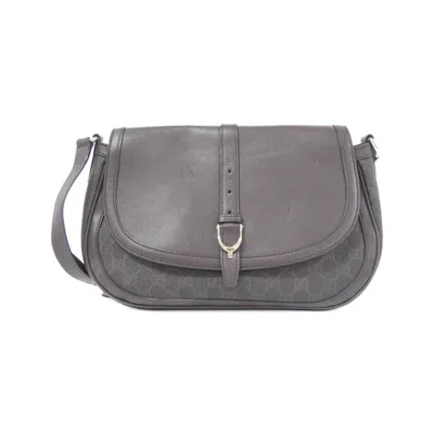 Pre-owned Gucci Brown Gray Gg Supreme Canvas Leather Shoulder Bag ()