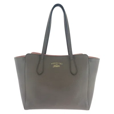 Pre-owned Gucci Brown Grayish Pink Leather Shoulder Bag Tote Bag ()