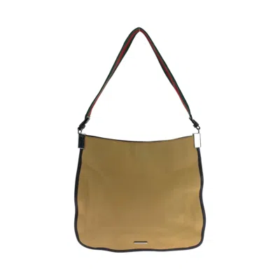 Pre-owned Gucci Brown Green Red Color Canvas Shoulder Bag ()
