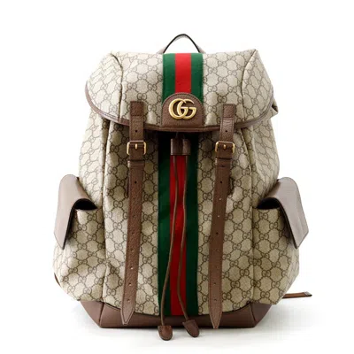 Pre-owned Gucci Brown Green Red Color Gg Supreme Backpack () In Brown, Green, Red Color