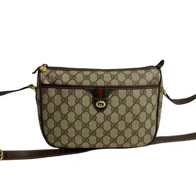 Pre-owned Gucci Brown Green Red Color Leather Pochette Shoulder Bag ()