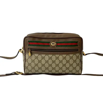 Pre-owned Gucci Brown Green Red Color Leather Pvc Pochette Shoulder Bag ()