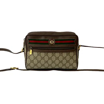 Pre-owned Gucci Brown Green Red Color Leather Pvc Pochette Shoulder Bag ()