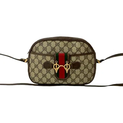 Pre-owned Gucci Brown Green Red Color Leather Pvc Pochette Shoulder Bag ()