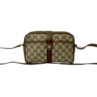 Pre-owned Gucci Brown Green Red Color Leather Pvc Pochette Shoulder Bag ()