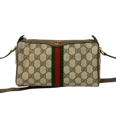 Pre-owned Gucci Brown Green Red Color Leather Pvc Pochette Shoulder Bag ()