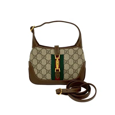 Pre-owned Gucci Brown Green Red Color Leather Pvc Pochette Shoulder Bag ()