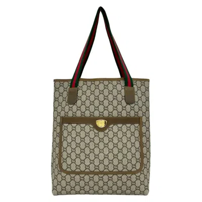 Pre-owned Gucci Brown Green Red Color Leather Pvc Tote Bag ()