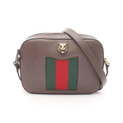 Pre-owned Gucci Brown Green Red Color Leather Shoulder Bag ()