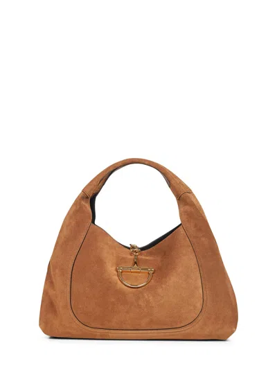 Gucci Brown  Softbit Maxi Shoulder Bag In Pink