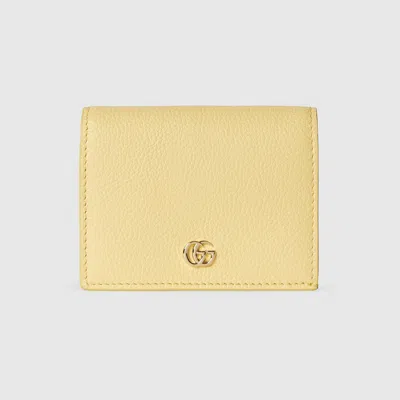 Gucci Brown Interior Gg Marmont Small Wallet In Yellow