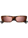 Gucci Interlocking G Rectangle-frame Sunglasses In Brown