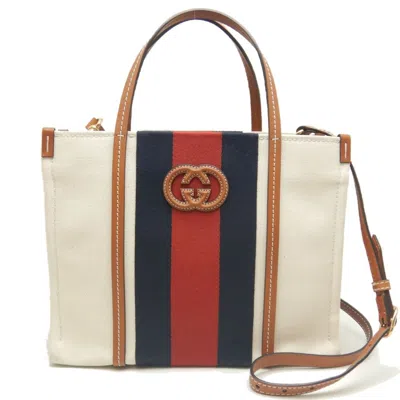 Pre-owned Gucci Brown Ivory Canvas Tote Bag () In Brown, Ivory