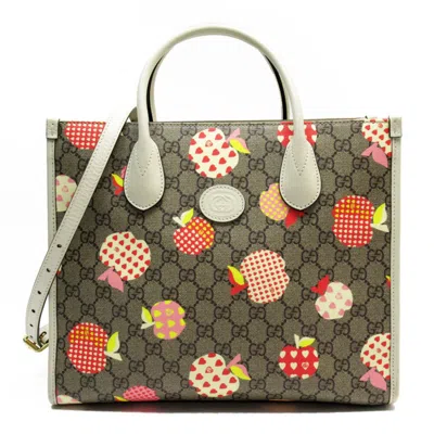 Pre-owned Gucci Brown Ivory Gg Supreme Handbag Shoulder Bag () In Brown, Ivory
