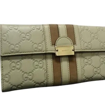 Pre-owned Gucci Brown Ivory Leather Long Wallet (bi-fold) ()