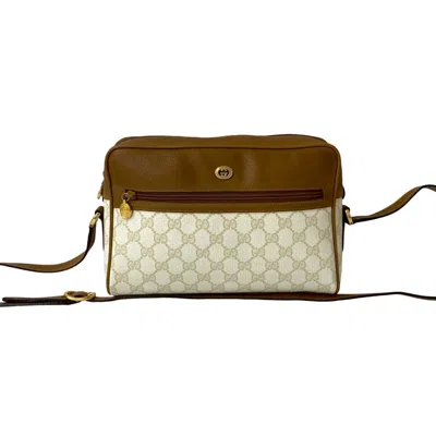Pre-owned Gucci Brown Ivory Leather Pvc Pochette Shoulder Bag ()