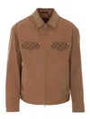Gucci Blazer Camel Patterned Collar Buttoned Flap Pockets In Multi