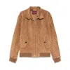 Gucci Brown Jacket With All-over Embossed Gg Motif And Collar With Buttons In Suede Man In Brown