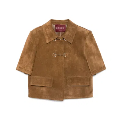 Gucci Brown Jackets - Leather Jackets Women