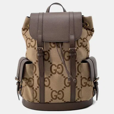 Pre-owned Gucci Brown Jumbo Gg Canvas Backpack