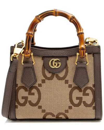 Gucci Brown Jumbo Gg Canvas Bamboo Diana Mini Tote (authentic Pre-loved)