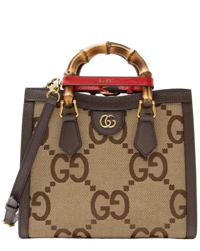 Pre-owned Gucci Brown Jumbo Gg Canvas Diana Small Tote (authentic Pre-loved)