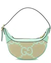 Gucci Brown Jumbo Gg Canvas Jumbo Gg Web Half Moon Mini Hobo (authentic Pre-loved)