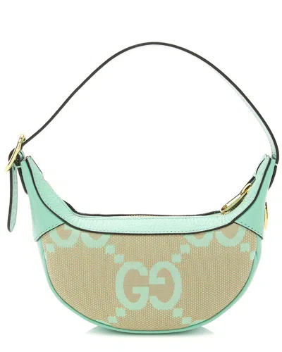 Gucci Brown Jumbo Gg Canvas Jumbo Gg Web Half Moon Mini Hobo (authentic Pre-loved)