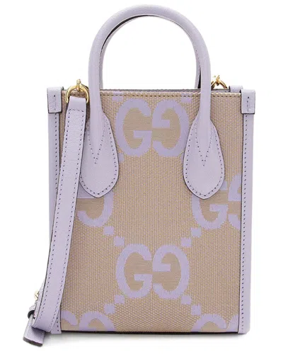 Gucci Brown Jumbo Gg Canvas Vertical Mini Tote (authentic Pre-loved) In Purple