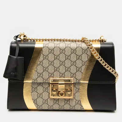 Pre-owned Gucci Brown Large Gg Supreme Osiride Padlock Crossbody