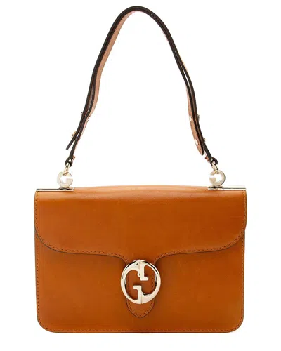 GUCCI GUCCI BROWN LEATHER 1973 FLAP MEDIUM SHOULDER BAG (AUTHENTIC PRE-LOVED)