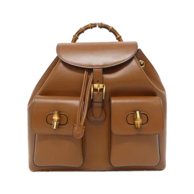 Pre-owned Gucci Brown Leather Backpack ()