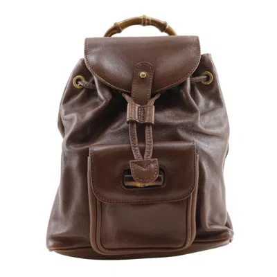 Pre-owned Gucci Brown Leather Backpack ()