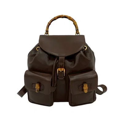 Pre-owned Gucci Brown Leather Backpack ()