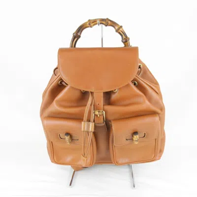 Pre-owned Gucci Brown Leather Backpack ()