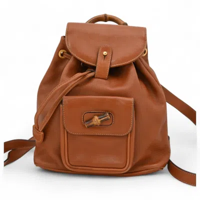Pre-owned Gucci Brown Leather Backpack ()