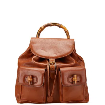 Pre-owned Gucci Brown Leather Backpack ()