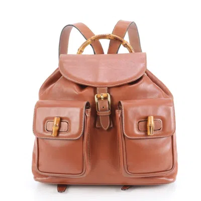 Pre-owned Gucci Brown Leather Backpack ()