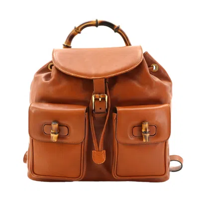 Pre-owned Gucci Brown Leather Backpack ()