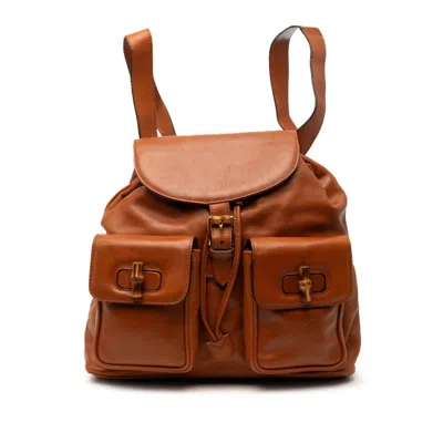 Pre-owned Gucci Brown Leather Backpack ()