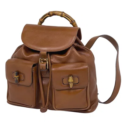 Pre-owned Gucci Brown Leather Backpack ()