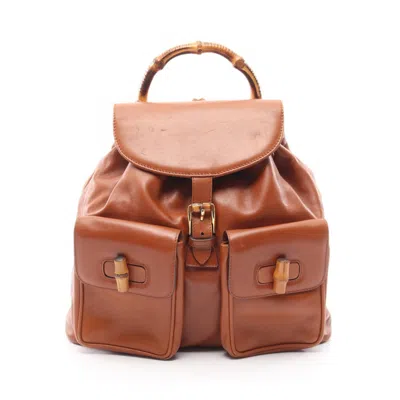Pre-owned Gucci Brown Leather Backpack ()