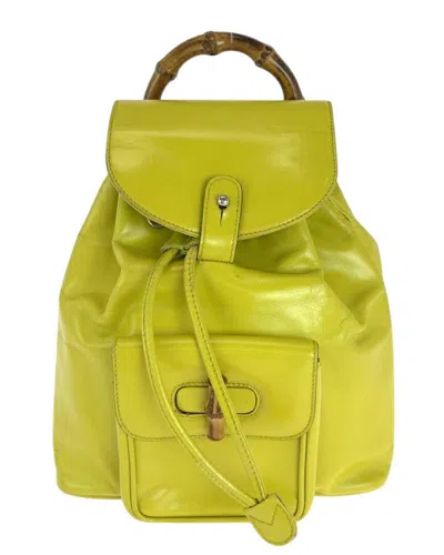 Pre-owned Gucci Brown Leather Bamboo Backpack (authentic Pre-loved)