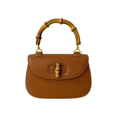 Pre-owned Gucci Brown Leather Bamboo Handbag Tote Bag ()